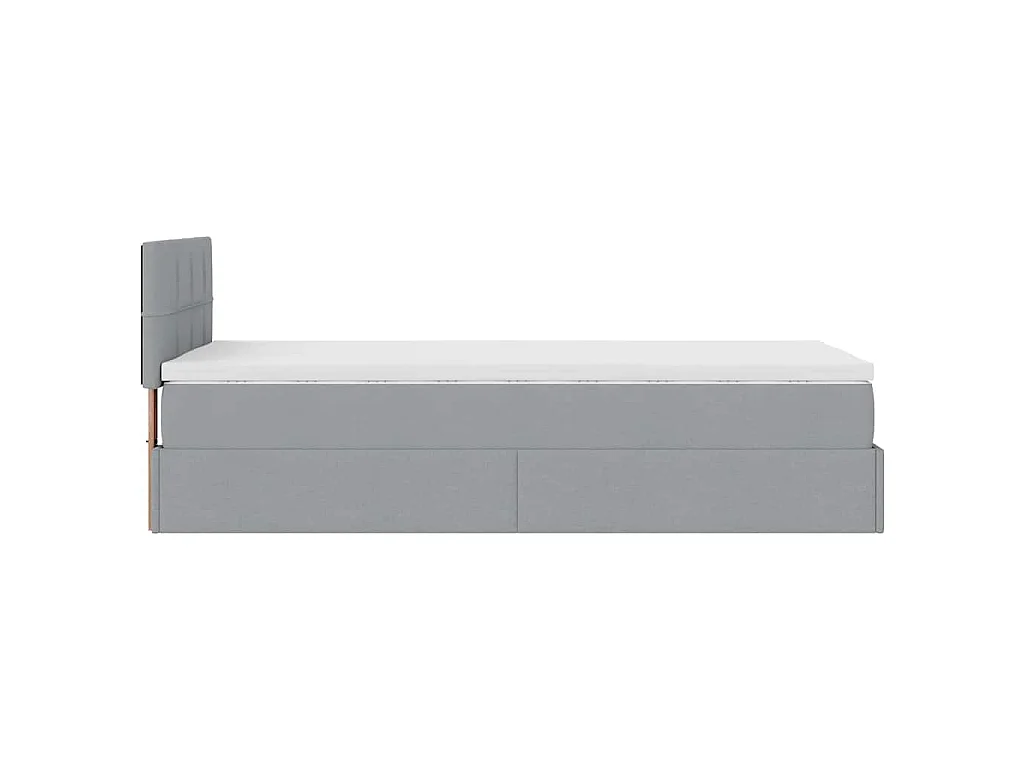 Ottoman-Bett mit Matratze Hellgrau 90x190 cm Stoff
