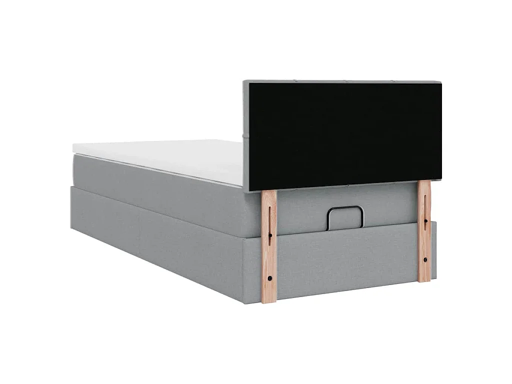 Ottoman-Bett mit Matratze Hellgrau 90x190 cm Stoff