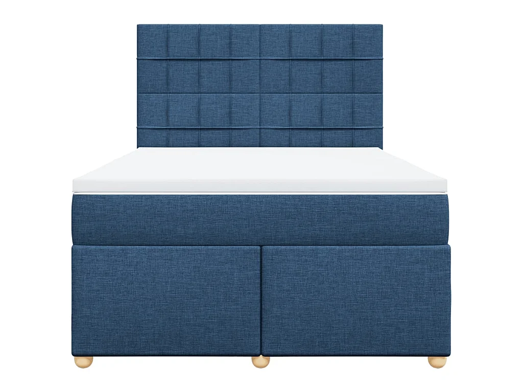 Sommier à lattes de lit avec matelas Bleu 140x200 cm Tissu