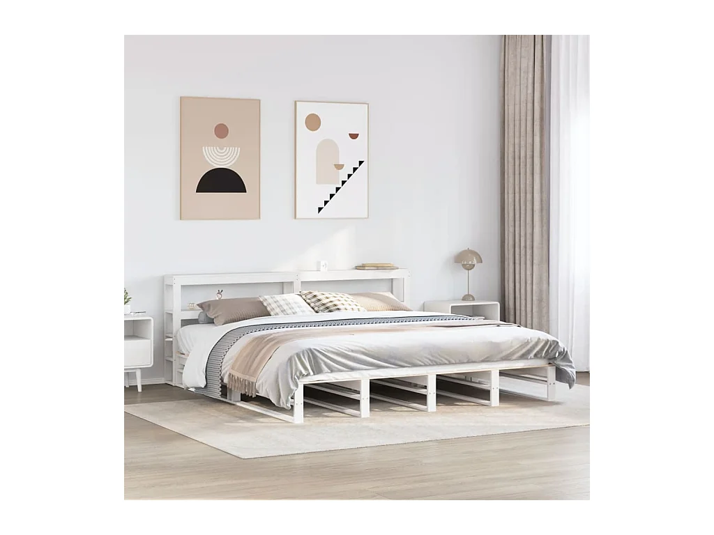 Massivholzbett ohne Matratze Weiß 180x200 cm Kiefernholz