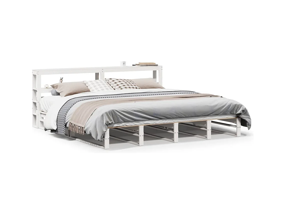 Massivholzbett ohne Matratze Weiß 180x200 cm Kiefernholz