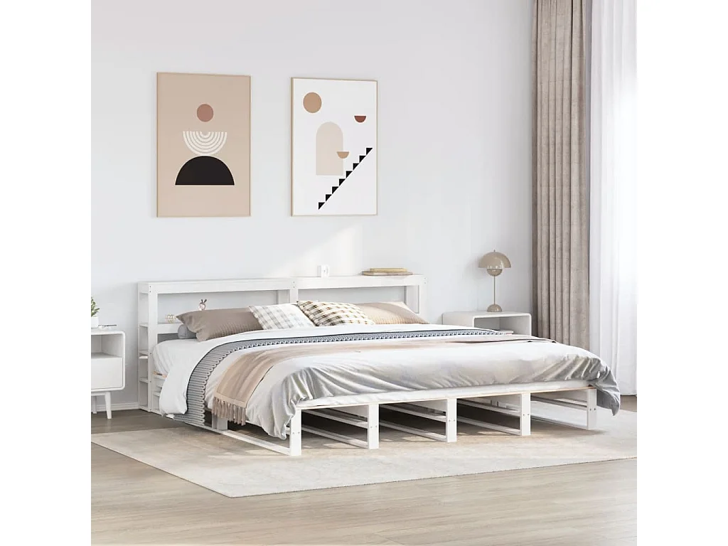 Bedframe zonder matras massief grenenhout wit 180x200 cm