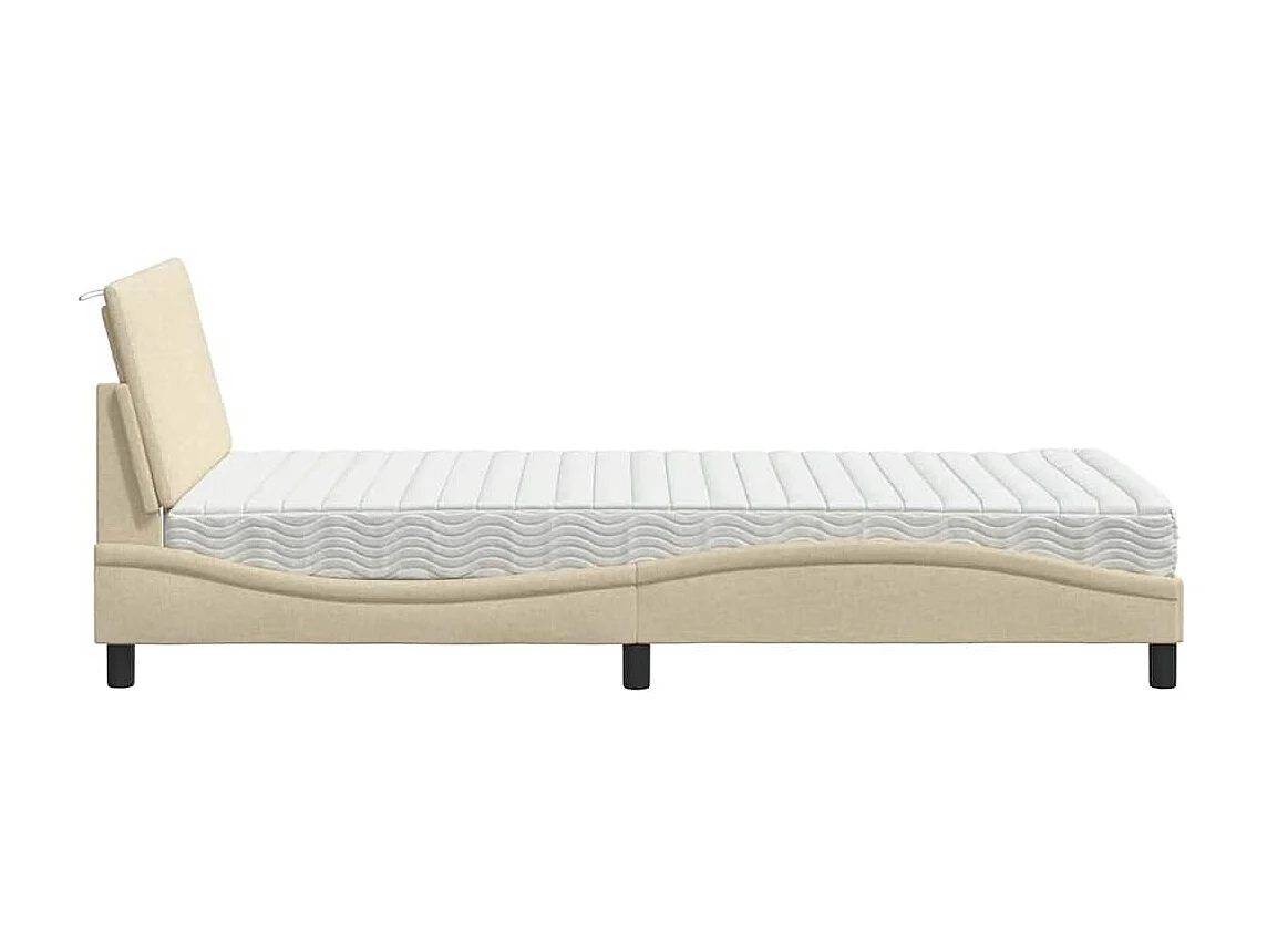 Bett mit Matratze "Hanko" Creme 100x200 cm Stoff