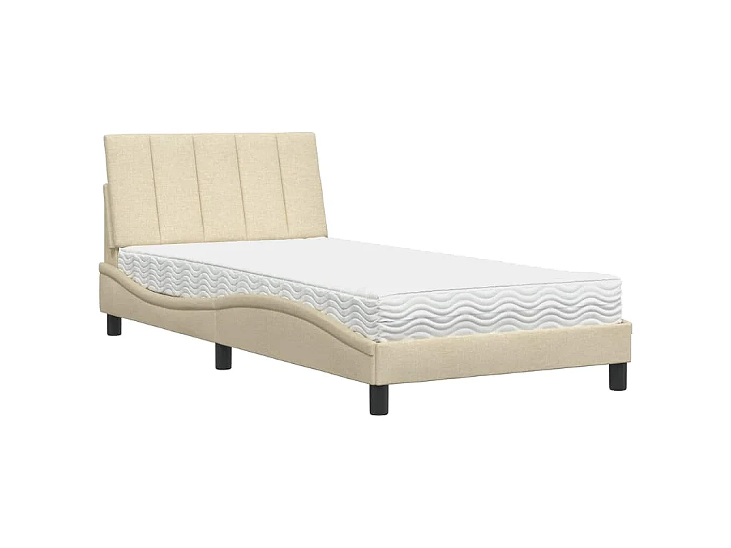 Bett mit Matratze "Hanko" Creme 100x200 cm Stoff