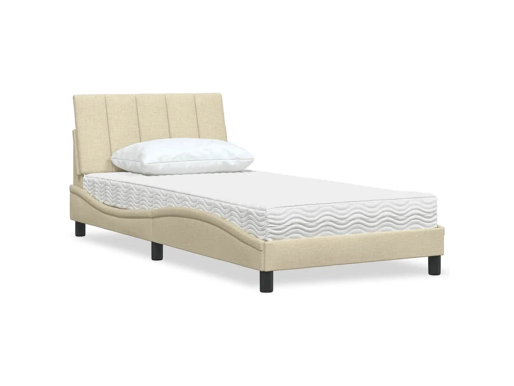 Bett mit Matratze "Hanko" Creme 100x200 cm Stoff