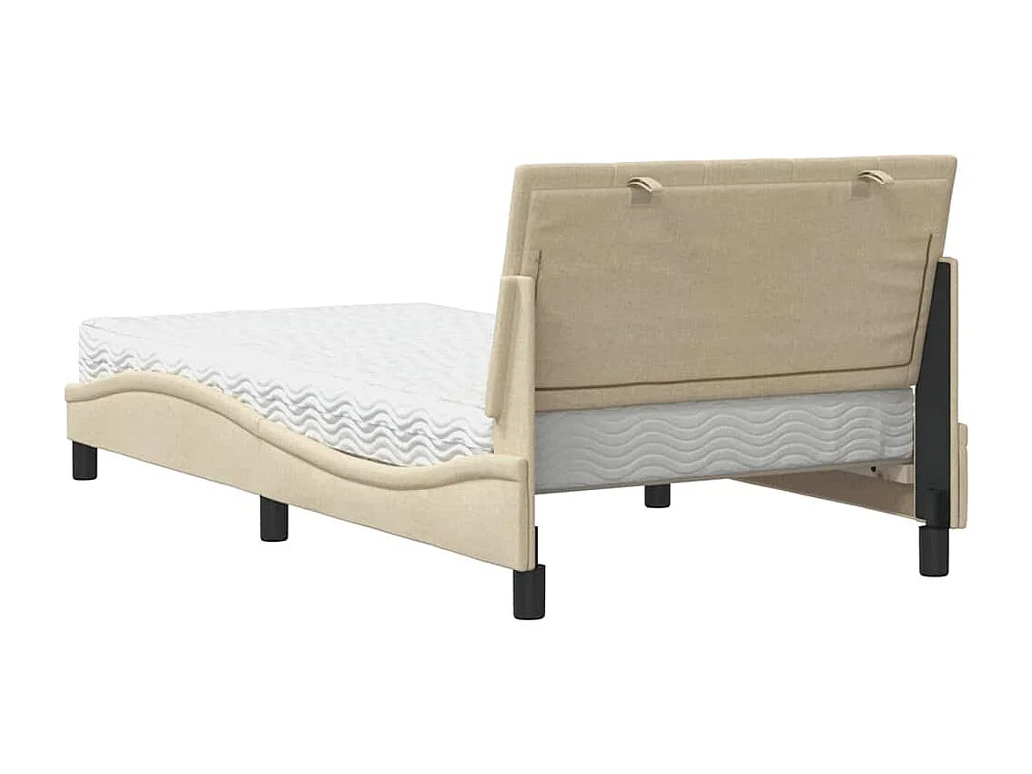 Bett mit Matratze "Hanko" Creme 100x200 cm Stoff