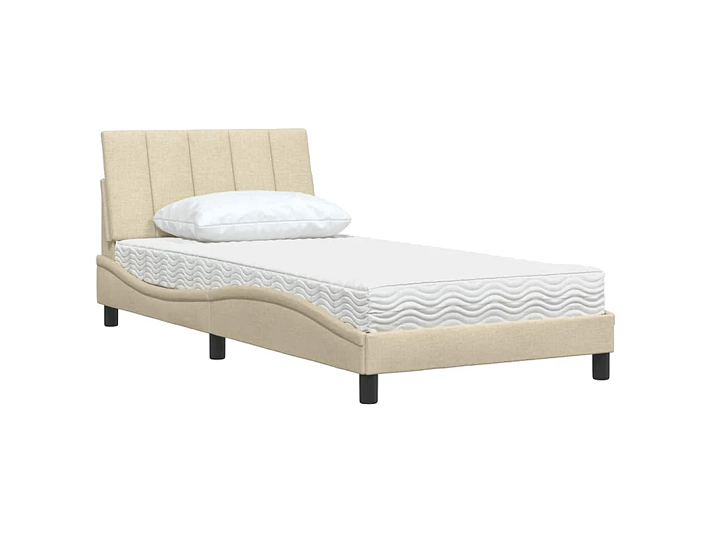 Bed met matras "Hanko" stof crèmekleurig 100x200 cm