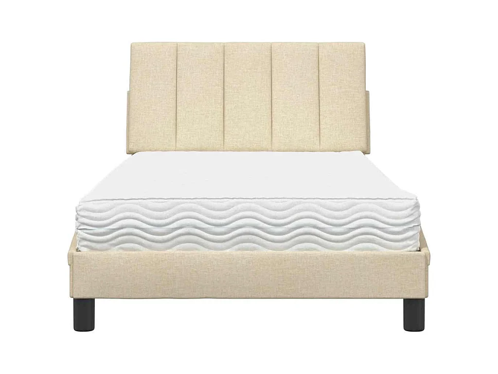 Bed met matras "Hanko" stof crèmekleurig 100x200 cm