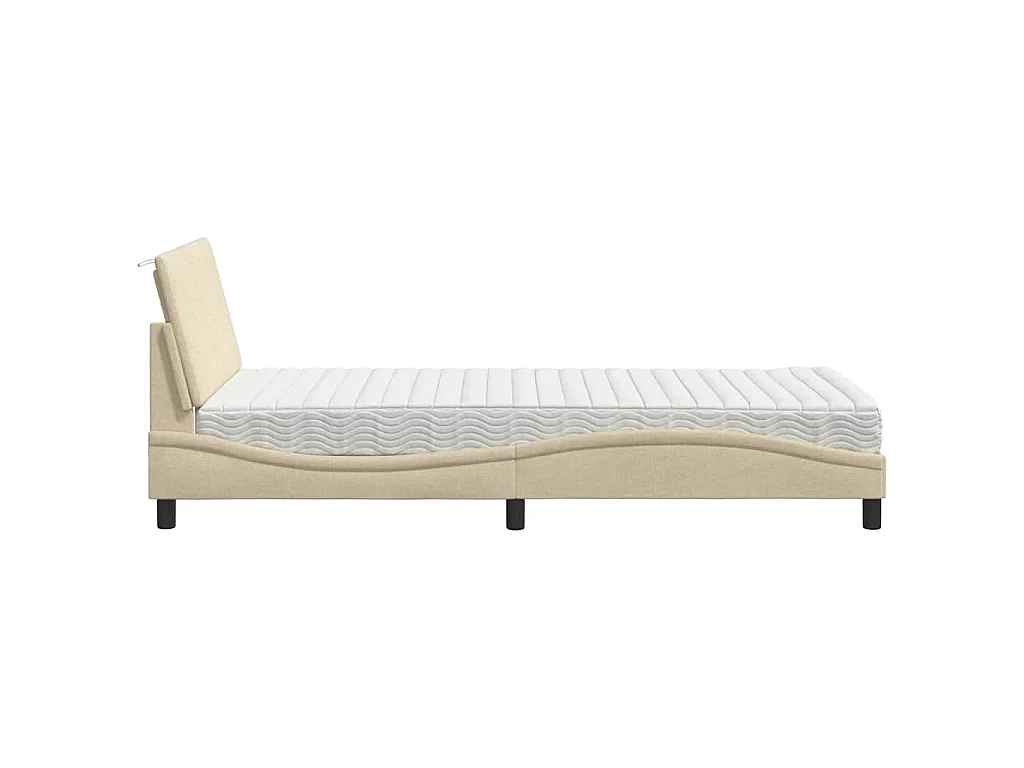 Bed met matras "Hanko" stof crèmekleurig 100x200 cm