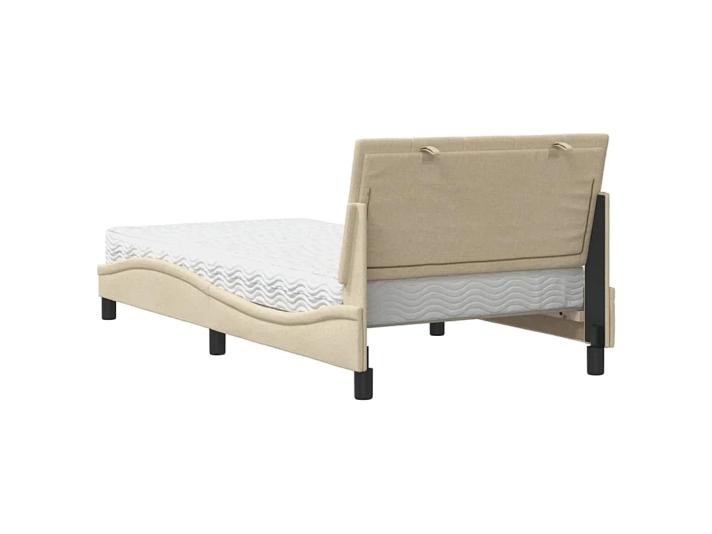 Bed met matras "Hanko" stof crèmekleurig 100x200 cm