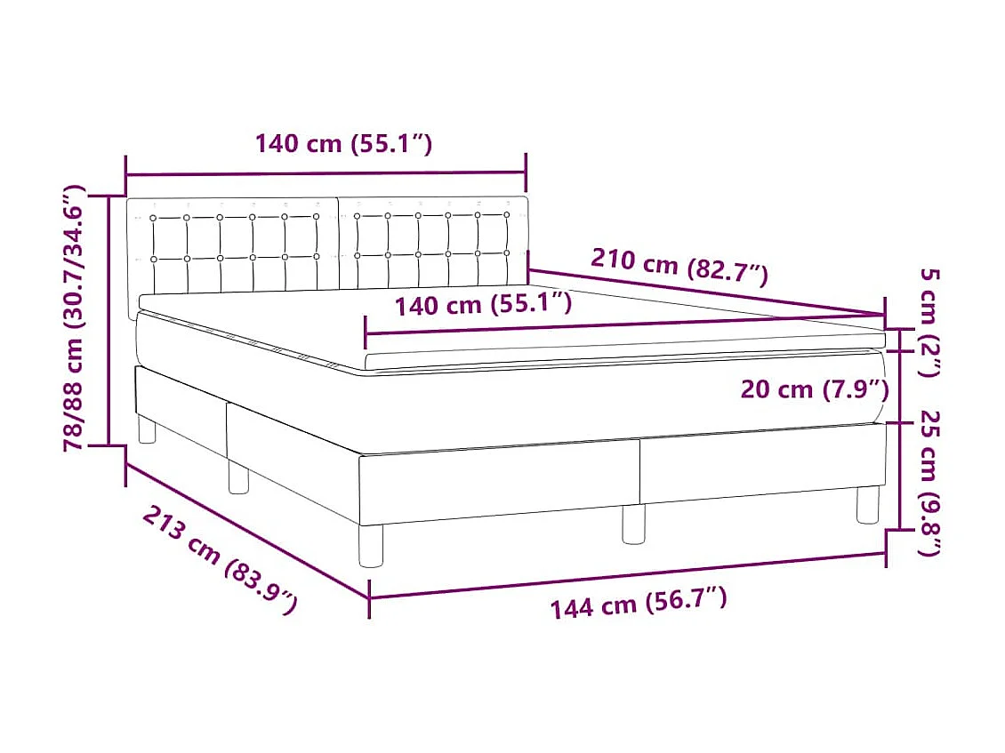 Sommier à lattes de lit avec matelas rose 140x210 cm velours