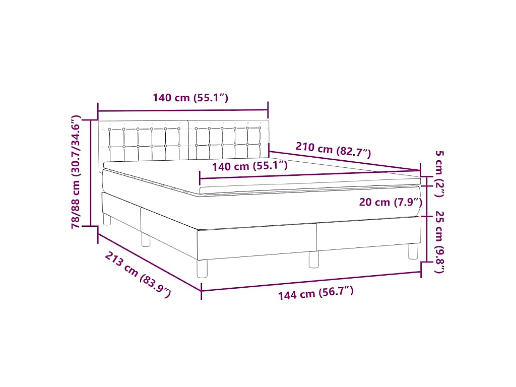 Boxspringbett mit Matratze Rosa 140x210 cm Samt