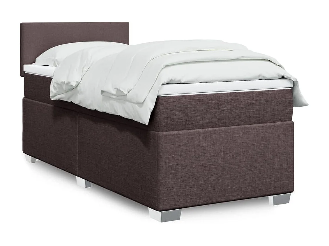 Giroletto a Molle con Materasso Marrone Scuro 90x200 cm Tessuto