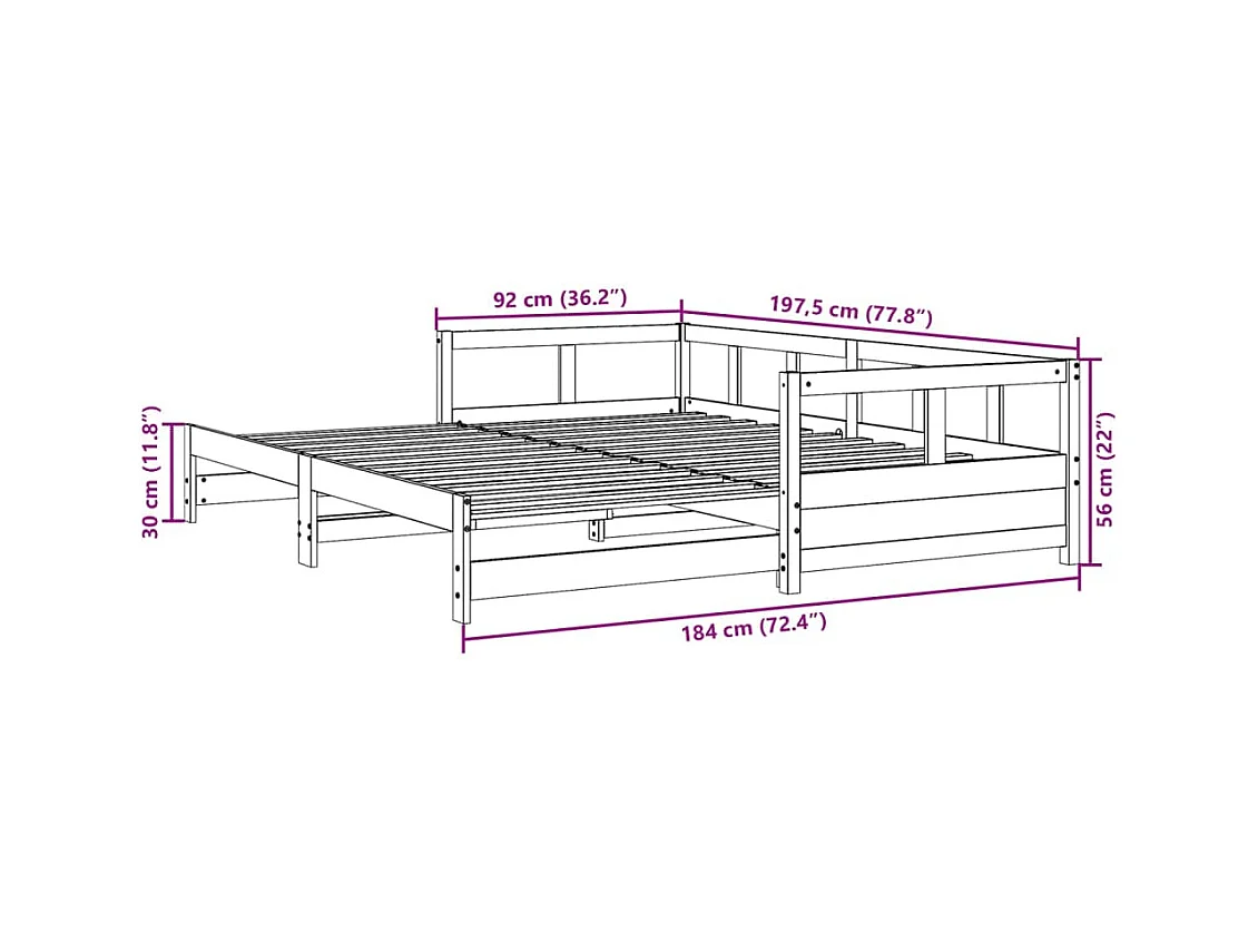 Lit de jour sans matelas blanc 90x190 cm bois de pin massif