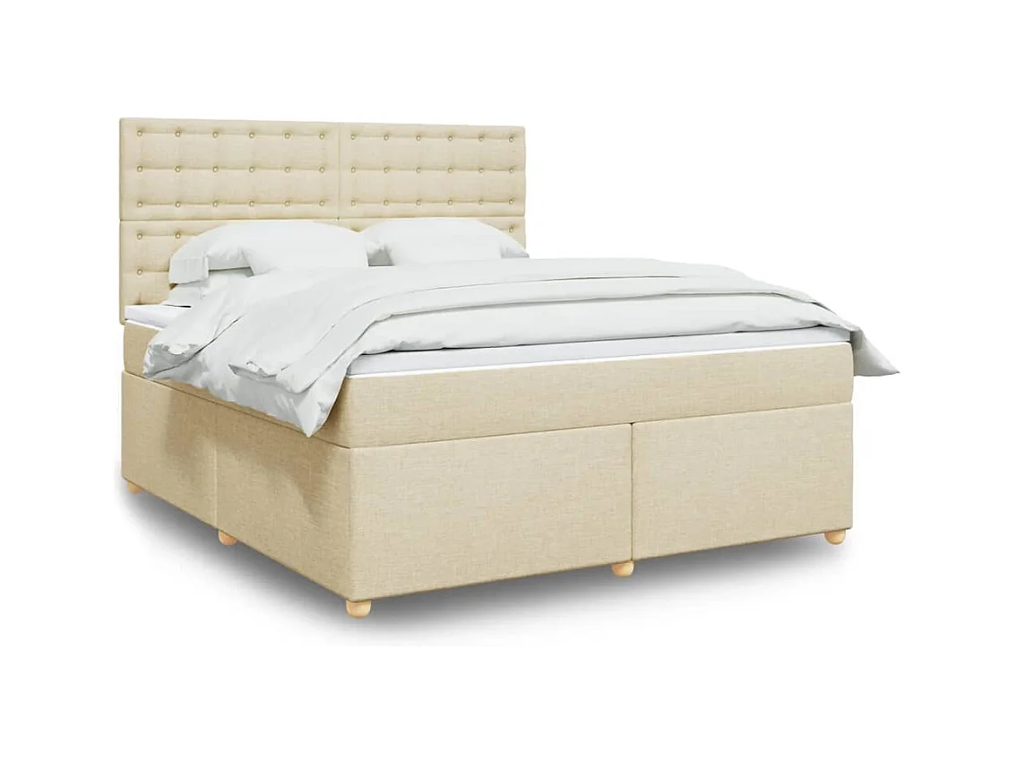 Sommier à lattes de lit avec matelas Crème 180x200 cm Tissu