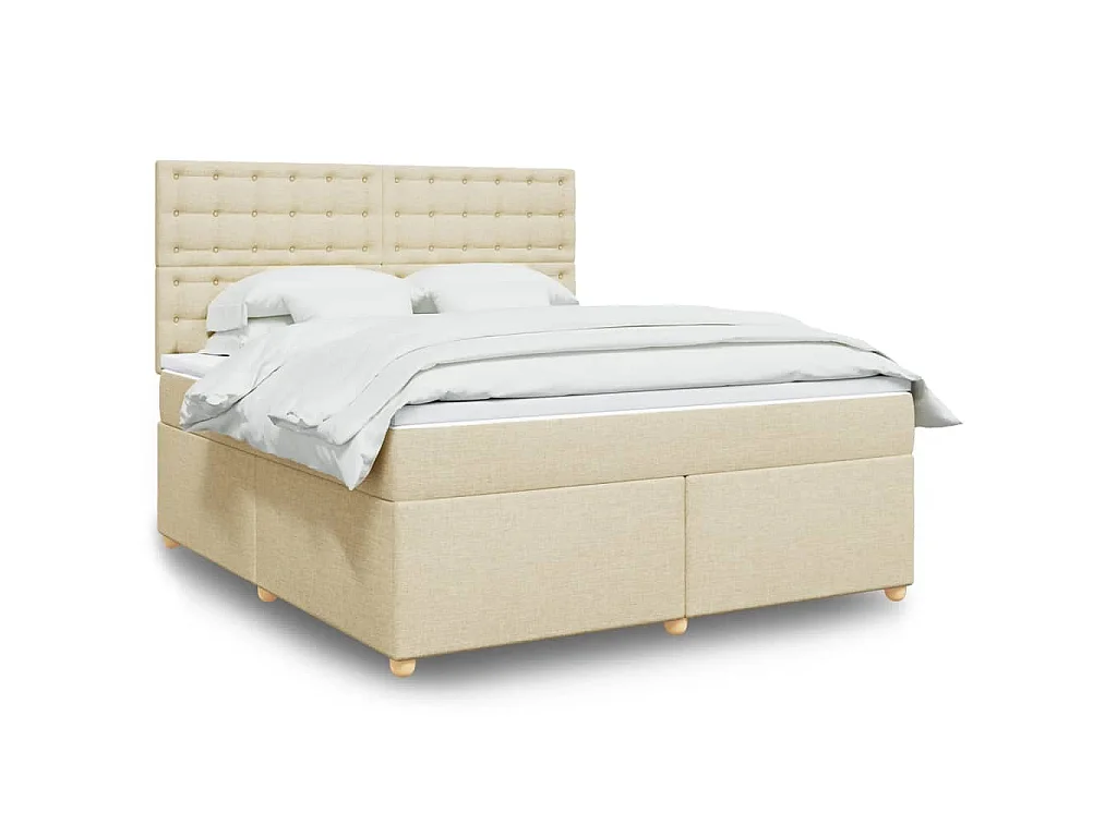 Boxspringbett mit Matratze Creme 180x200 cm Stoff
