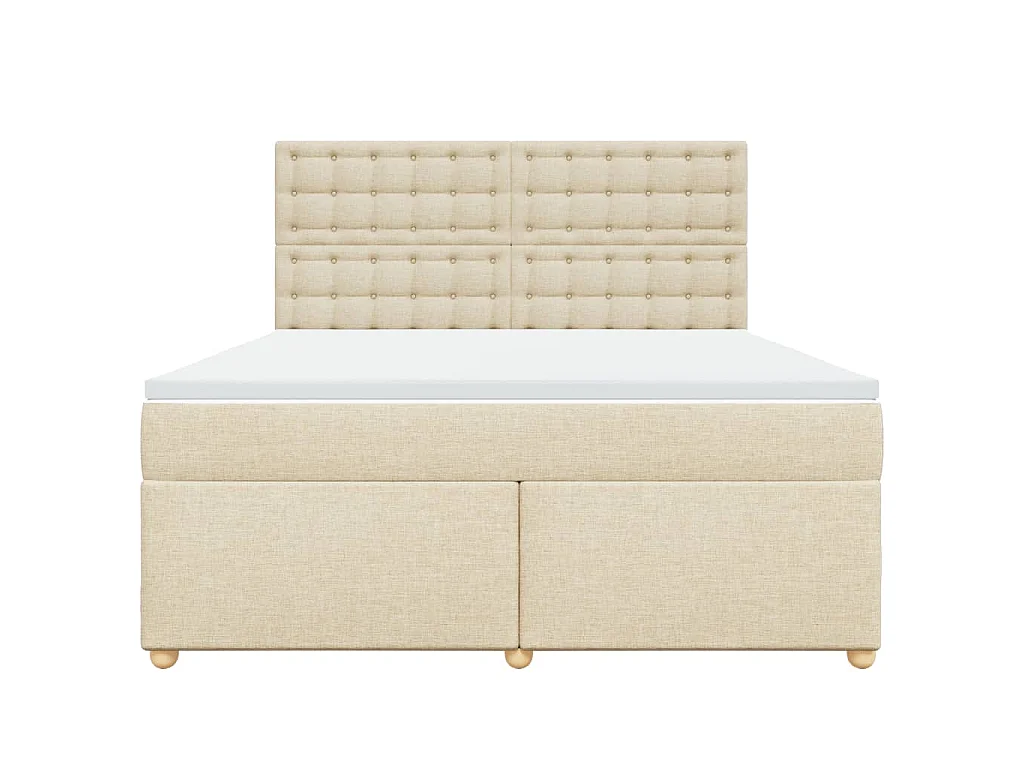 Sommier à lattes de lit avec matelas Crème 180x200 cm Tissu