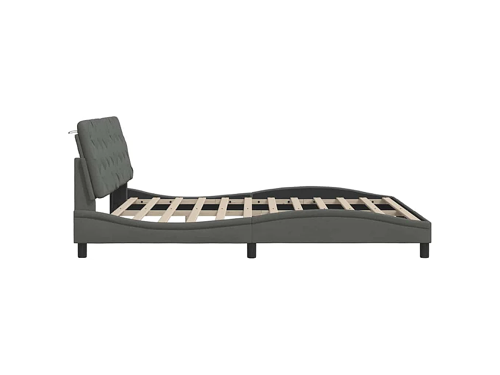 Estructura de cama sin colchón de tela gris oscuro 180x200 cm