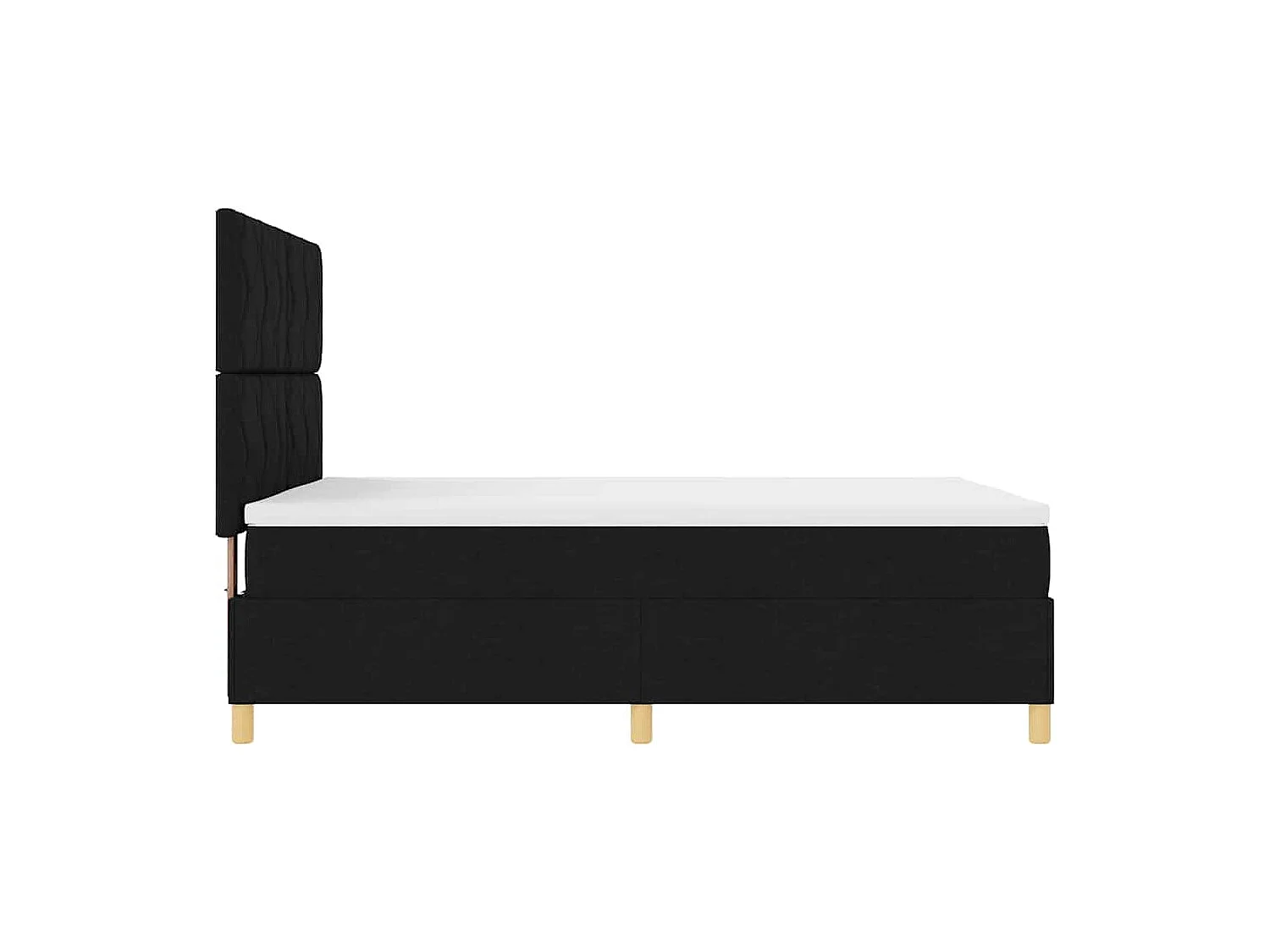 Lit à ressorts avec tête de lit Noir 140 x 200 cm tissu