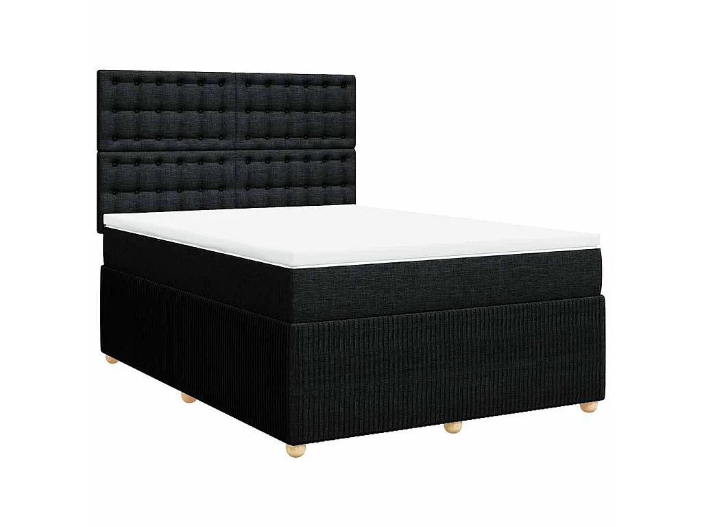 Giroletto a Molle con Materasso Nero 160x200 cm in Tessuto