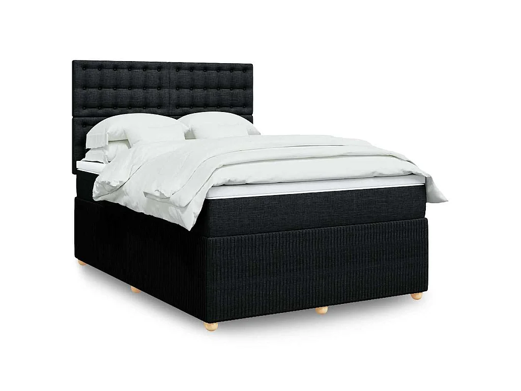 Giroletto a Molle con Materasso Nero 160x200 cm in Tessuto