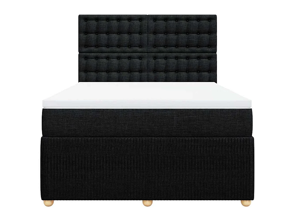 Giroletto a Molle con Materasso Nero 160x200 cm in Tessuto