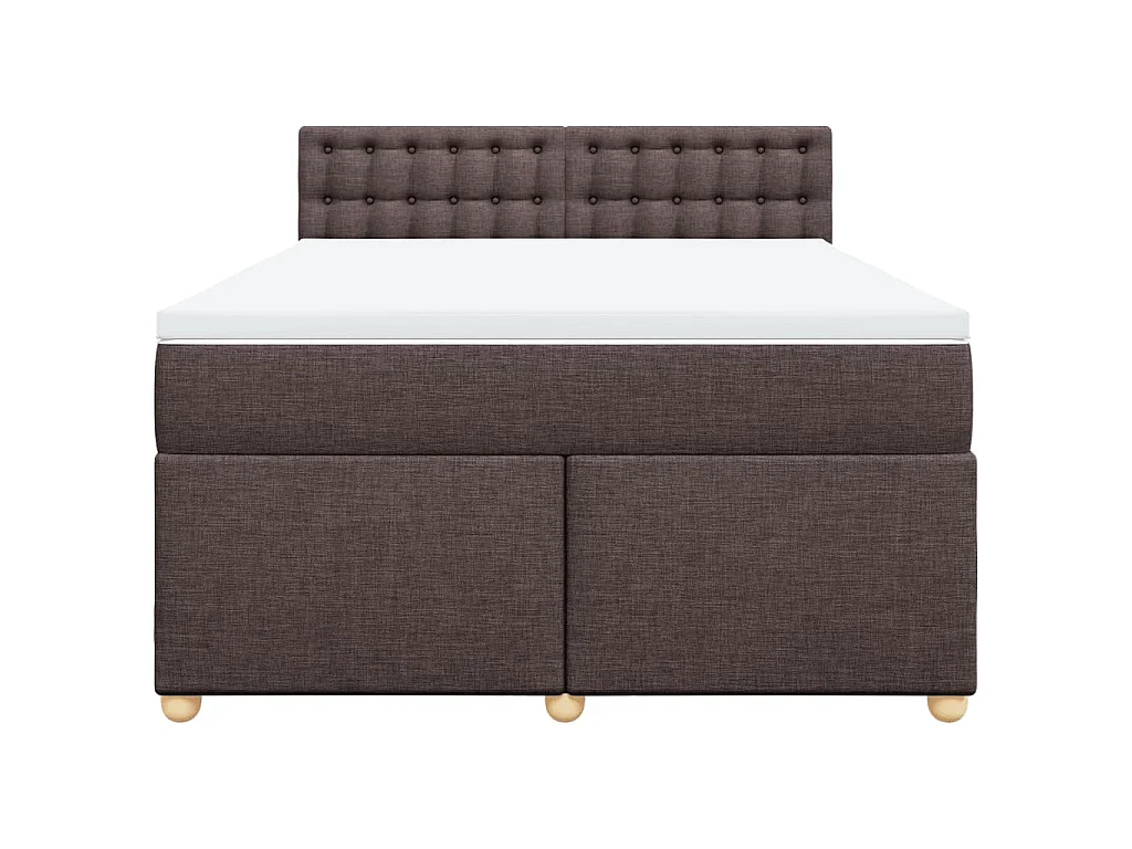 Cama box spring con colchón tela marrón oscuro 140x200 cm