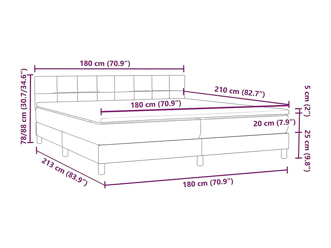 Boxspring met matras fluweel roze 180x210 cm