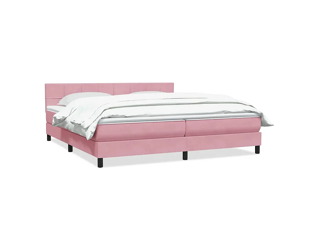 Boxspring met matras fluweel roze 180x210 cm