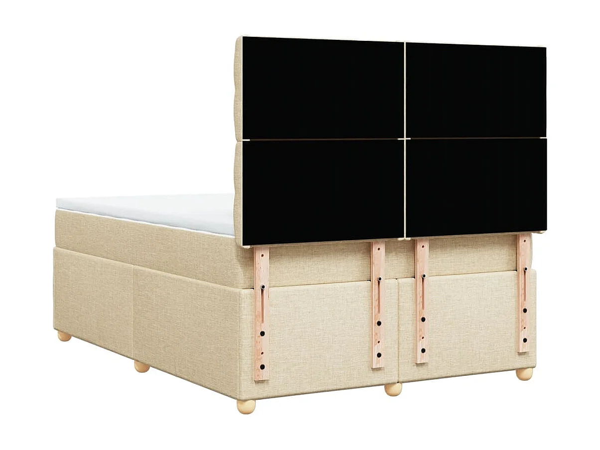 Sommier à lattes de lit avec matelas Crème 160x200 cm Tissu