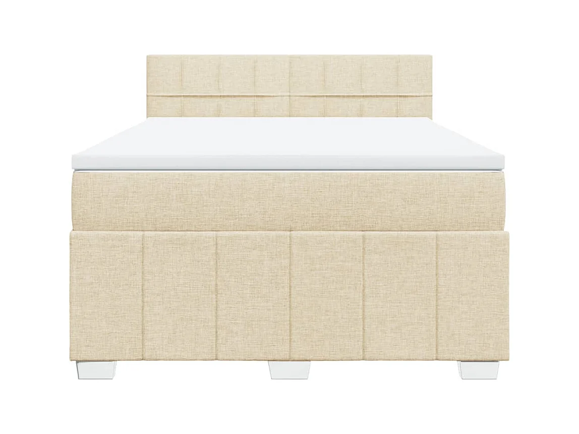 Sommier à lattes de lit avec matelas Crème 140x200 cm Tissu