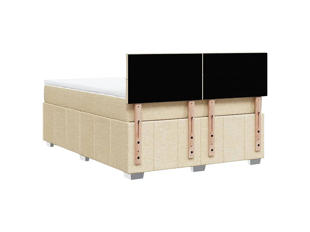 Sommier à lattes de lit avec matelas Crème 140x200 cm Tissu