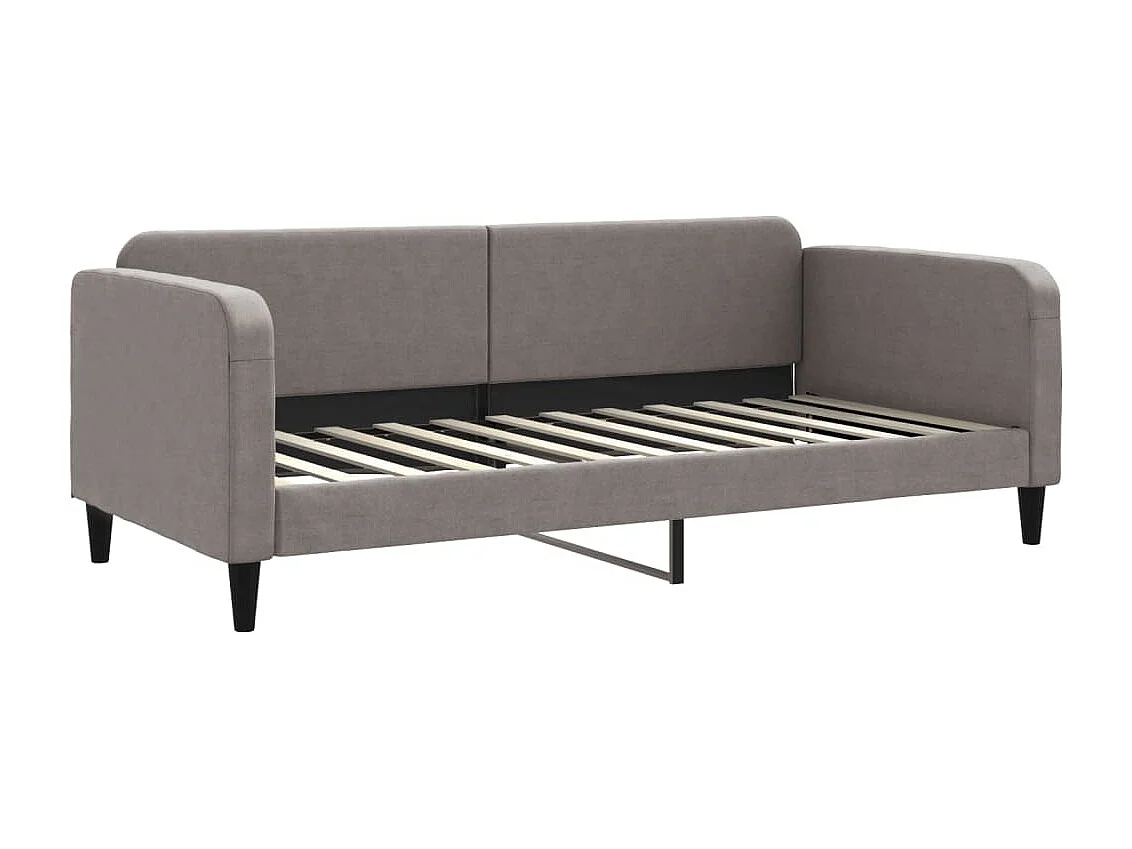 Lit de jour avec gigogne et matelas taupe 90x200 cm tissu