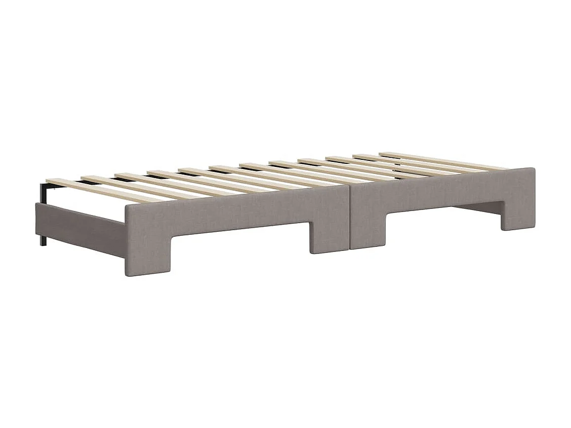 Lit de jour avec gigogne et matelas taupe 90x200 cm tissu