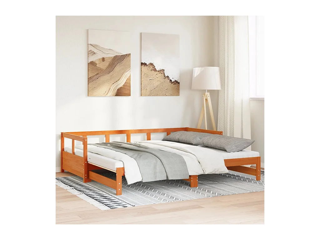 Lit de jour et lit gigogne et matelas 90x200 cm bois pin massif