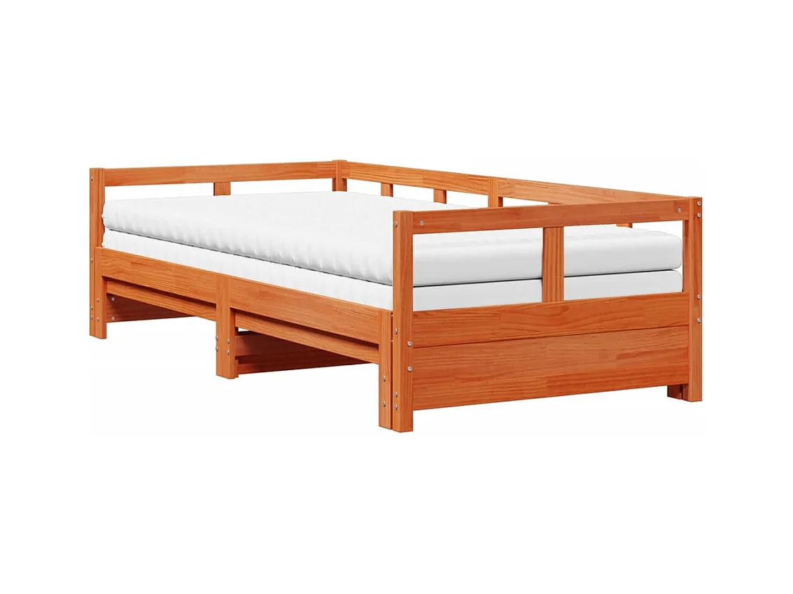 Lit de jour et lit gigogne et matelas 90x200 cm bois pin massif