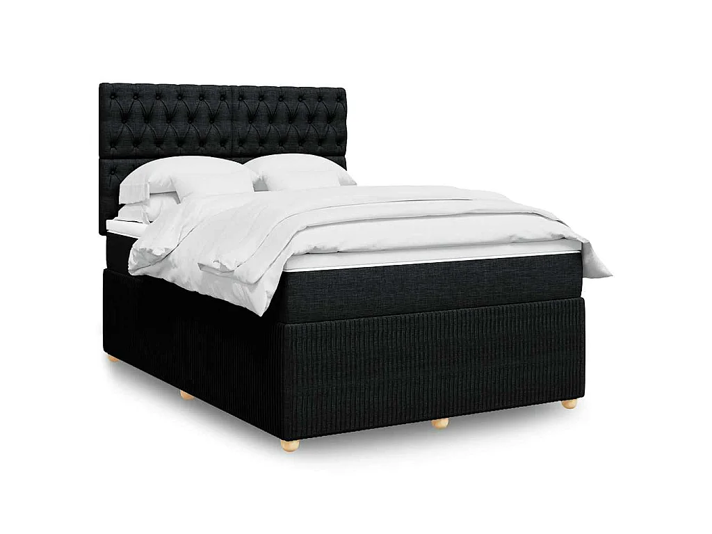 Giroletto a Molle con Materasso Nero 160x200 cm in Tessuto