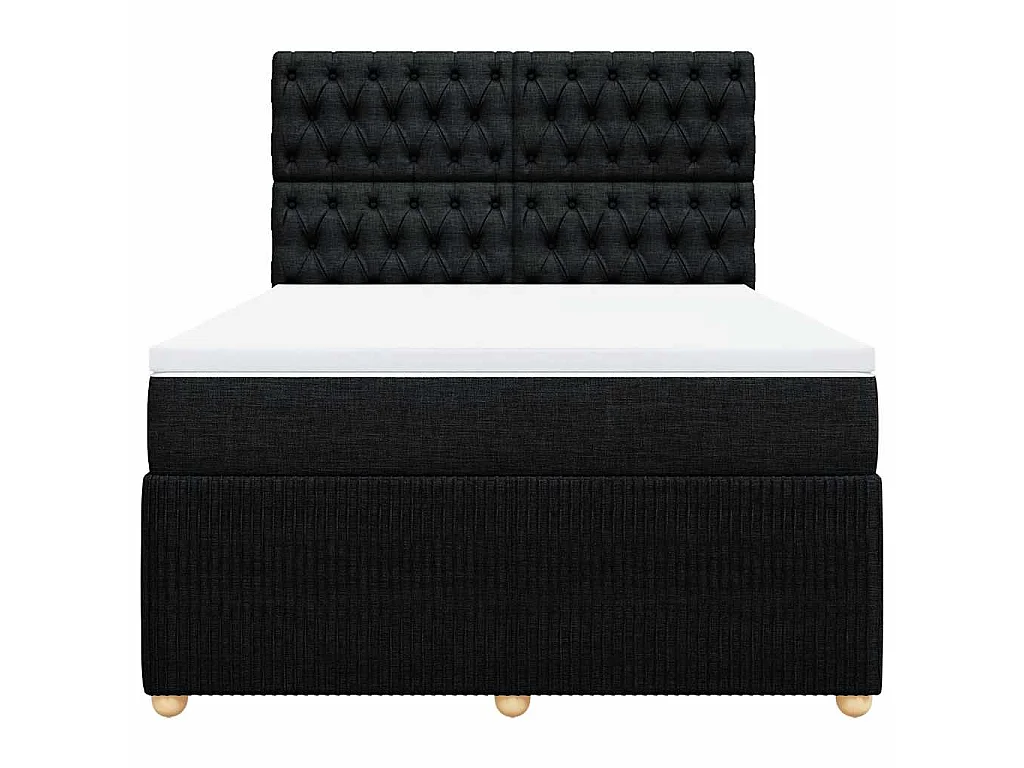 Giroletto a Molle con Materasso Nero 160x200 cm in Tessuto