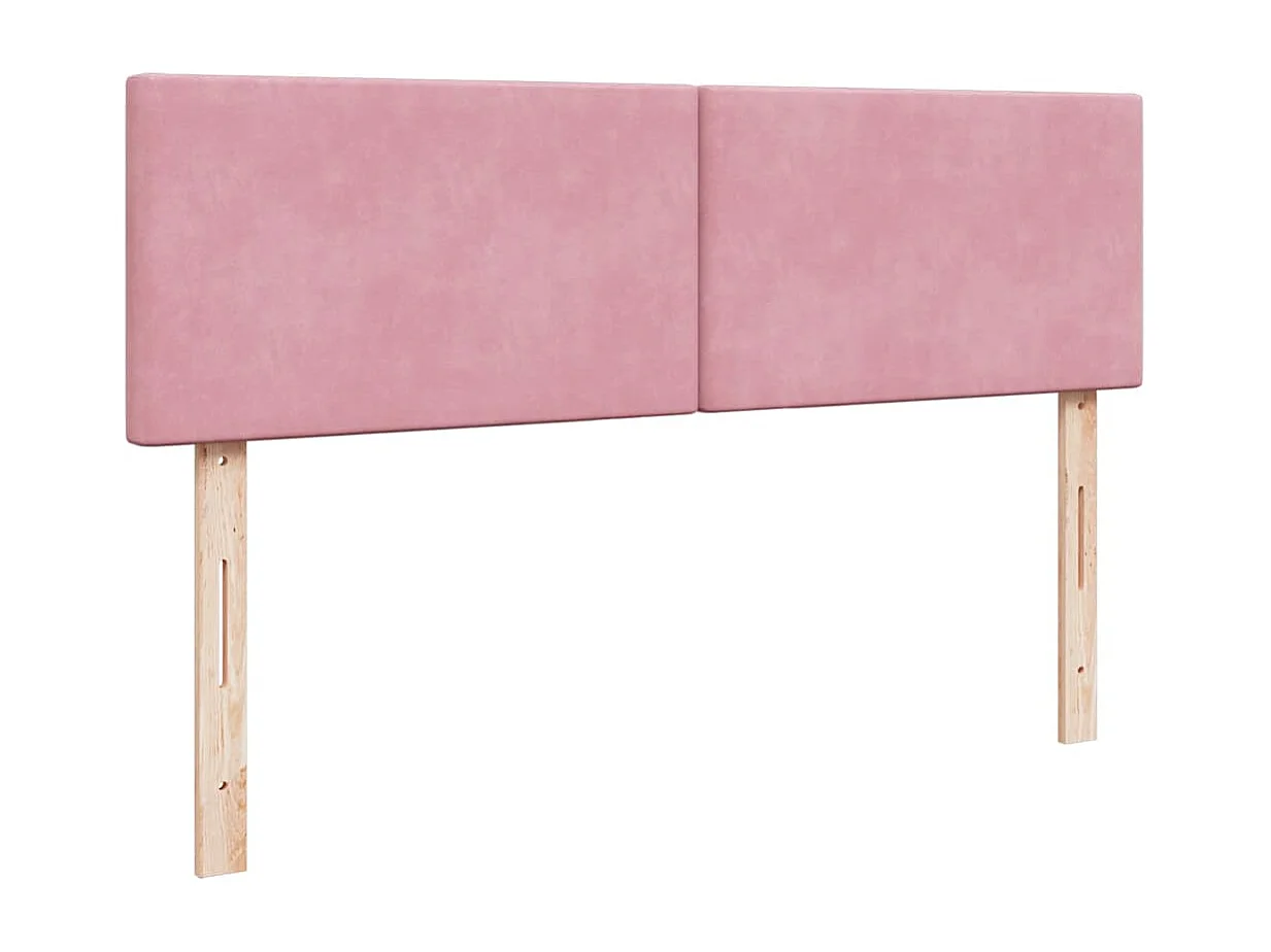 Struttura Letto Pouf con Materasso Rosa 140x200 cm in Velluto