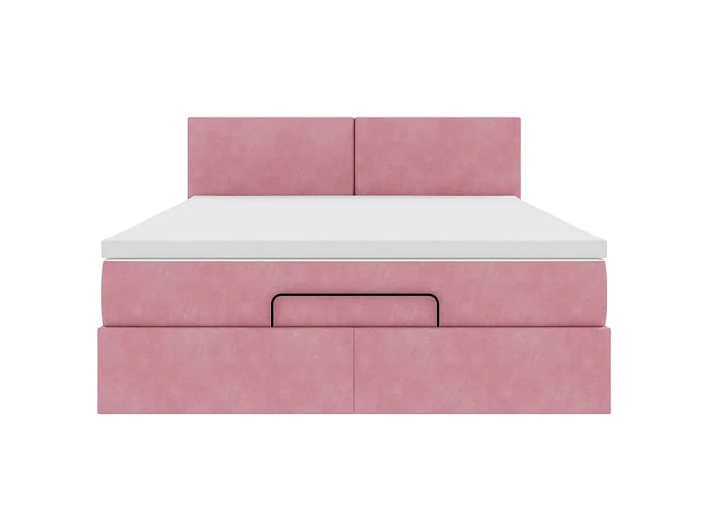 Ottoman bed met matras en LED's 140x200cm fluweel roze