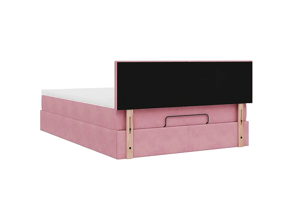 Ottoman bed met matras en LED's 140x200cm fluweel roze