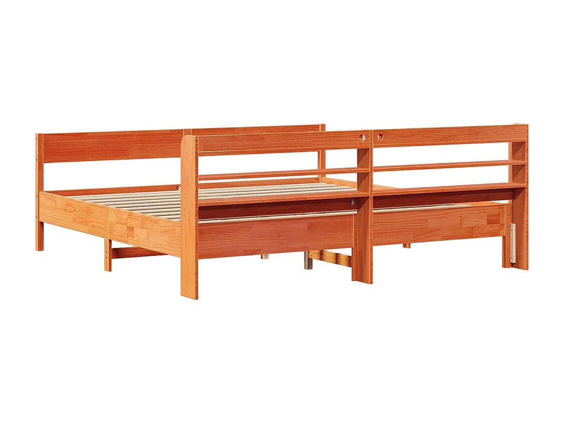 Cama sem colchão 180x200 cm pinho maciço castanho-mel