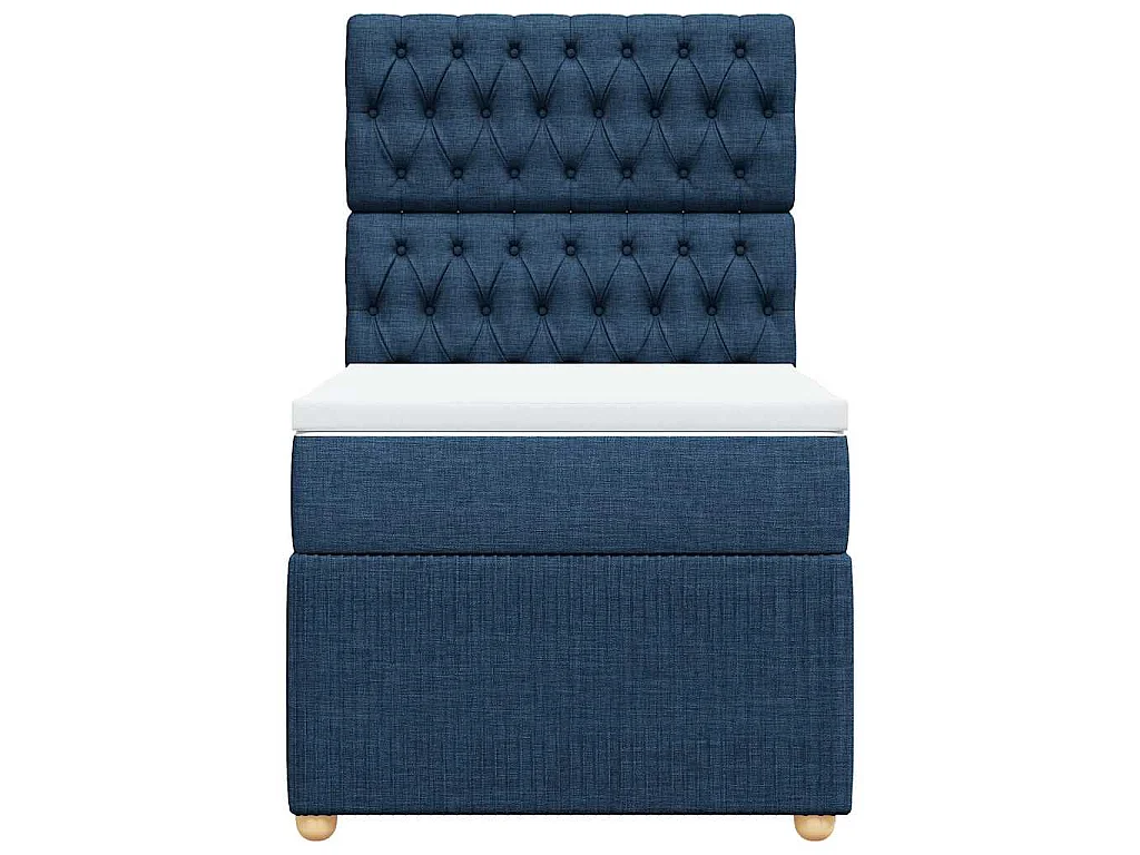 Cama box spring con colchón tela azul 90x200 cm