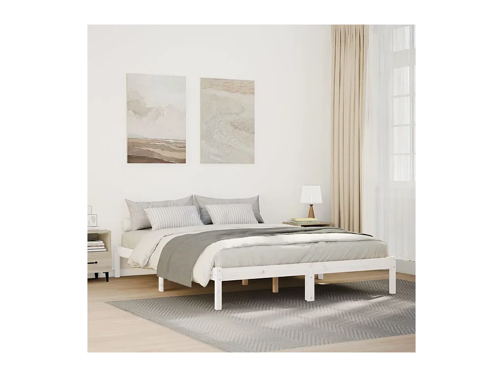 Cadre de lit extra long sans matelas 160x220 cm bois massif pin