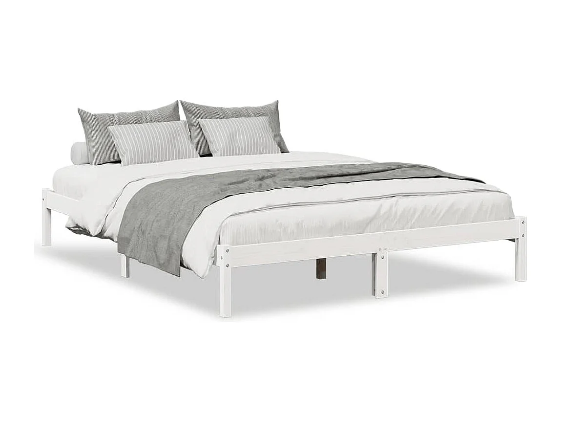 Cadre de lit extra long sans matelas 160x220 cm bois massif pin