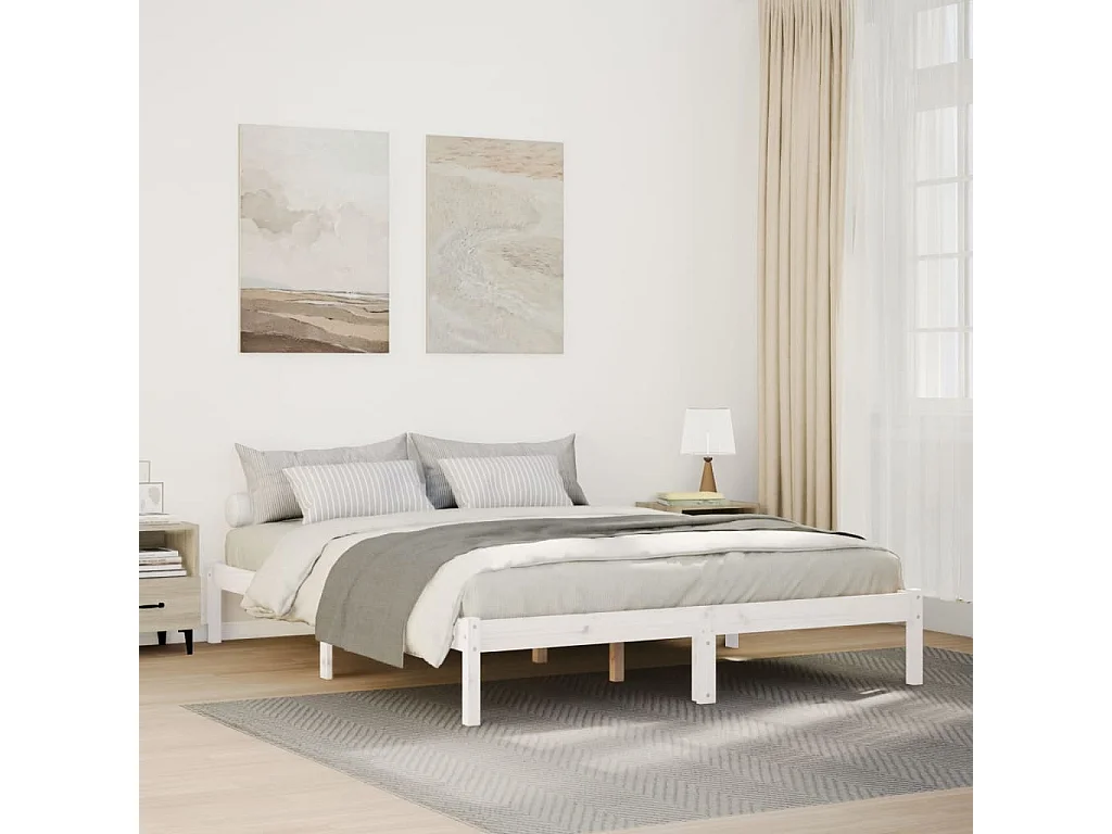 Cadre de lit extra long sans matelas 160x220 cm bois massif pin