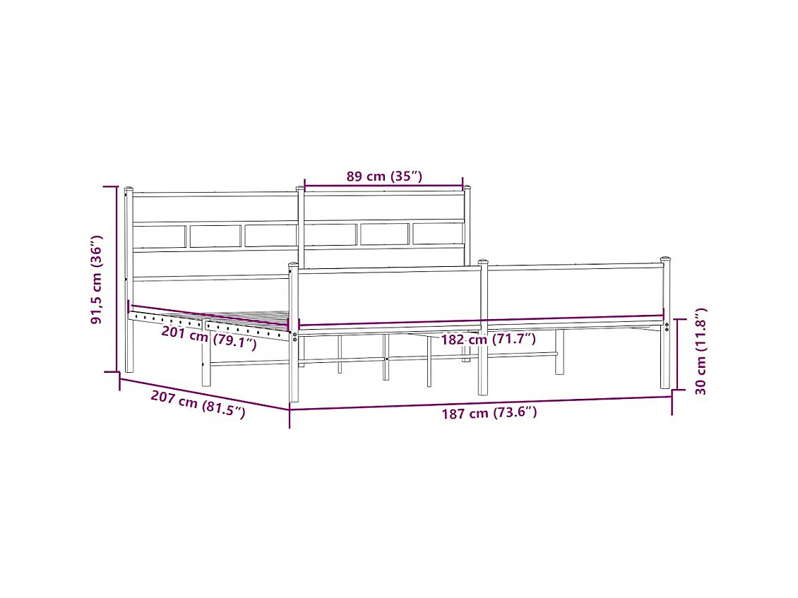 Bedframe zonder matras metaal sonoma eikenkleurig 180x200 cm