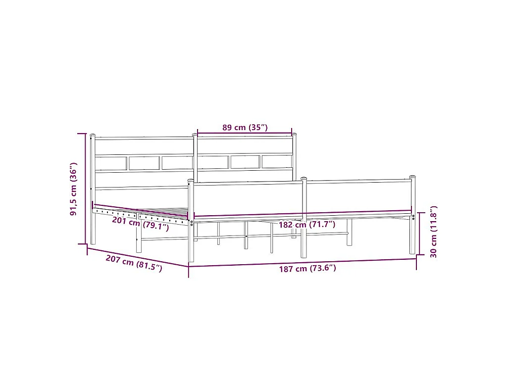 Bedframe zonder matras metaal sonoma eikenkleurig 180x200 cm