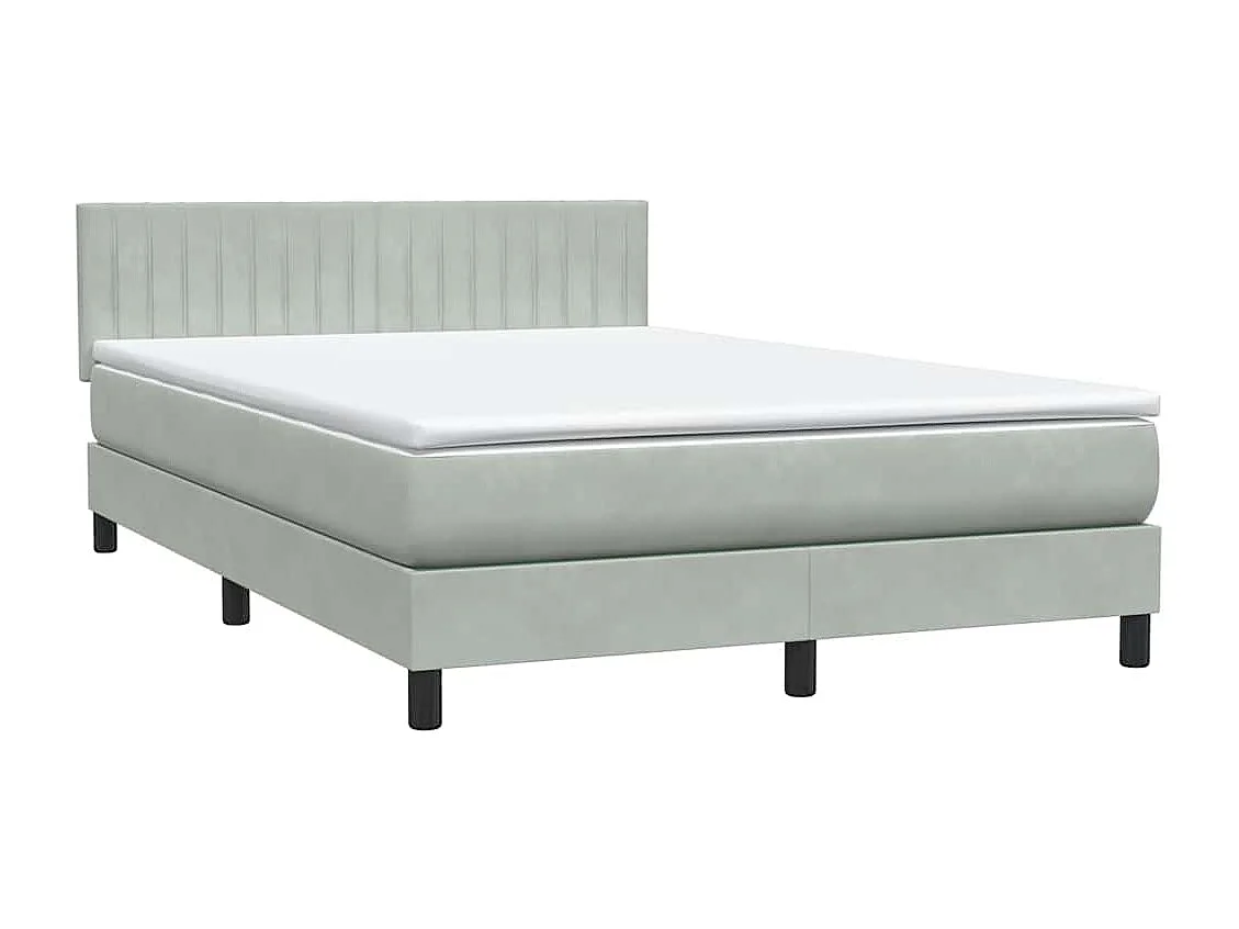 Cama box spring c/ colchão e LED 160x220 cm veludo cinzento-claro