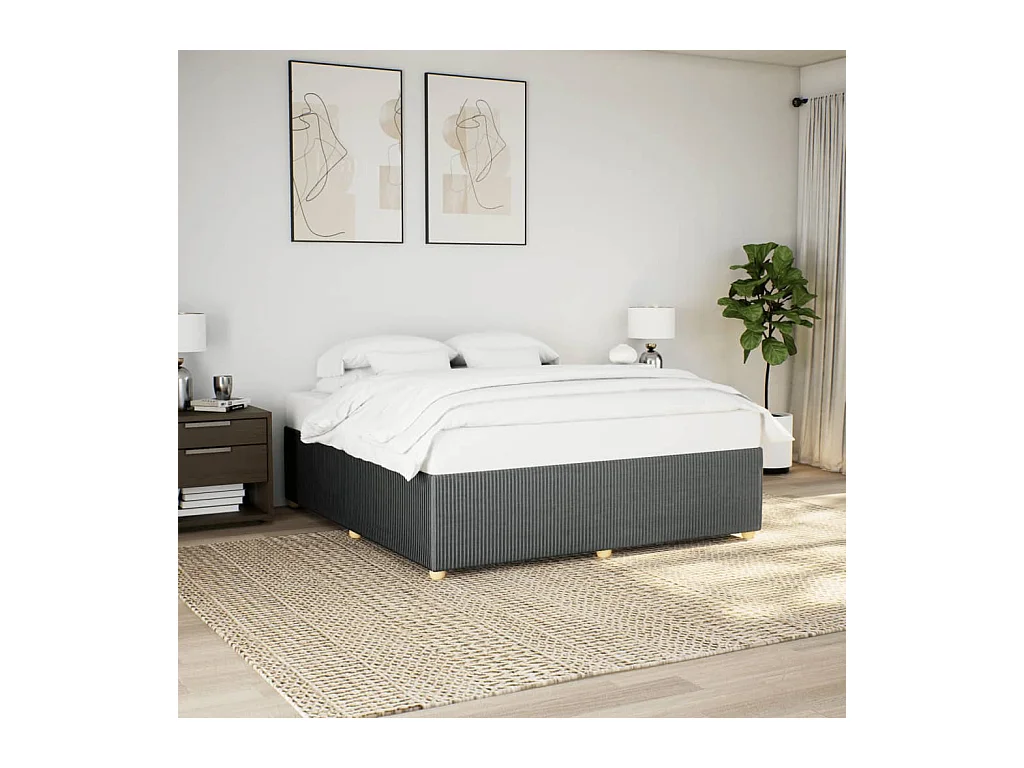 Cadre de lit sans matelas gris foncé 180x200 cm tissu